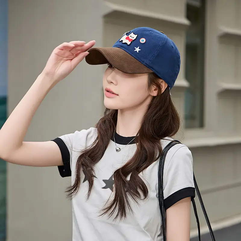 Women Cat Print Baseball Cap Spring Autumn Face Slimming Wide Bristle — feature 16