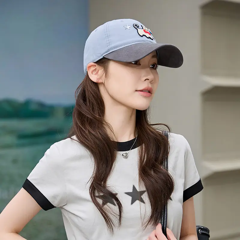 Women Cat Print Baseball Cap Spring Autumn Face Slimming Wide Bristle — feature 18