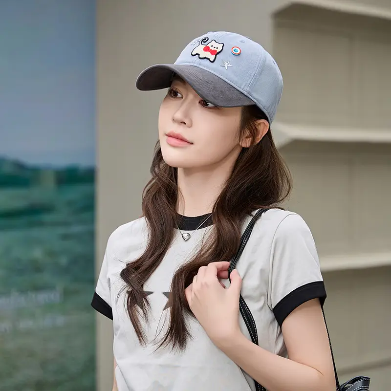 Women Cat Print Baseball Cap Spring Autumn Face Slimming Wide Bristle — feature 19