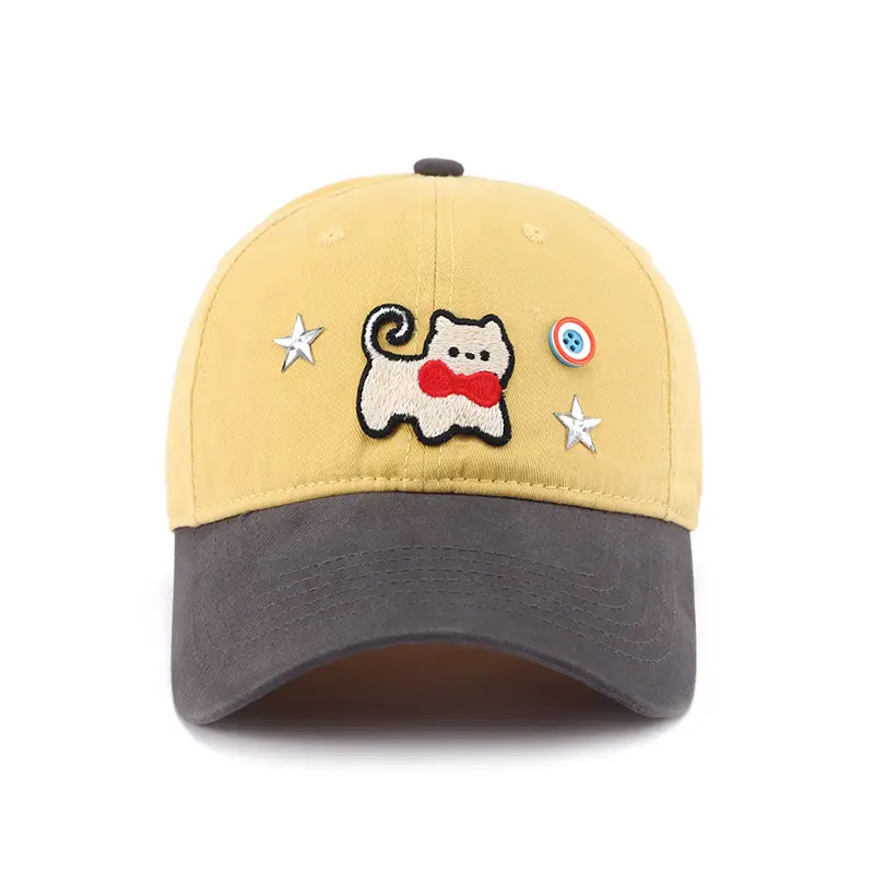 Women Cat Print Baseball Cap Spring Autumn Face Slimming Wide Bristle — feature 23