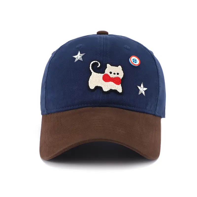 Women Cat Print Baseball Cap Spring Autumn Face Slimming Wide Bristle — feature 24
