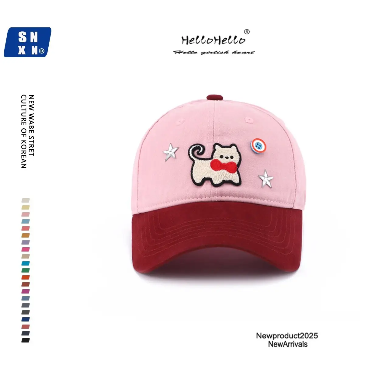 Women Cat Print Baseball Cap Spring Autumn Face Slimming Wide Bristle — feature 3