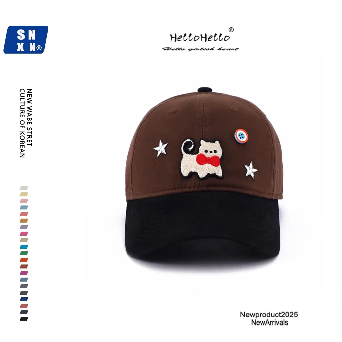 Women Cat Print Baseball Cap Spring Autumn Face Slimming Wide Bristle — feature 5