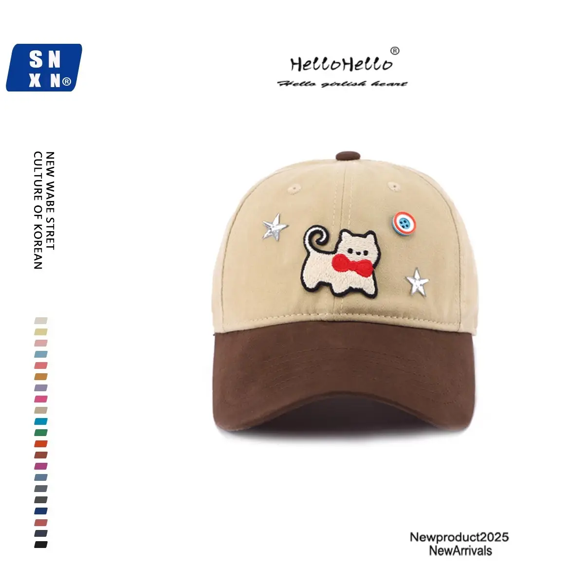 Women Cat Print Baseball Cap Spring Autumn Face Slimming Wide Bristle — feature 7