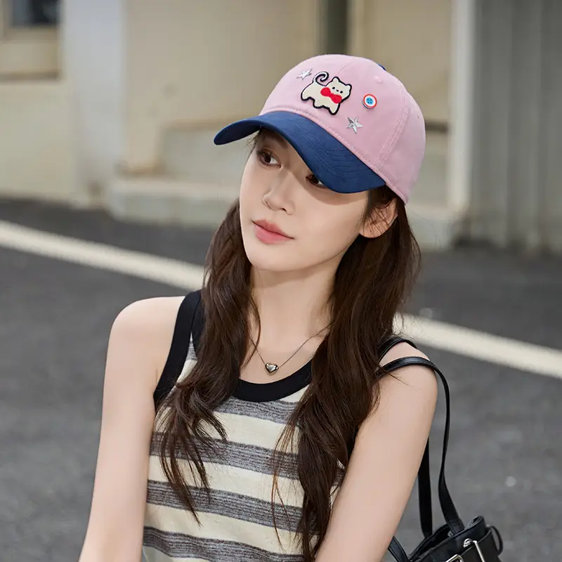 Women Cat Print Baseball Cap Spring Autumn Face Slimming Wide Bristle — feature 8