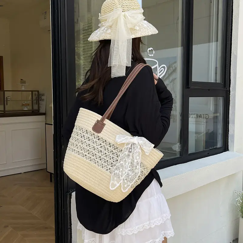 2025 Woven Silk Scarf Zipper Tote Bag Large Capacity - Image 7