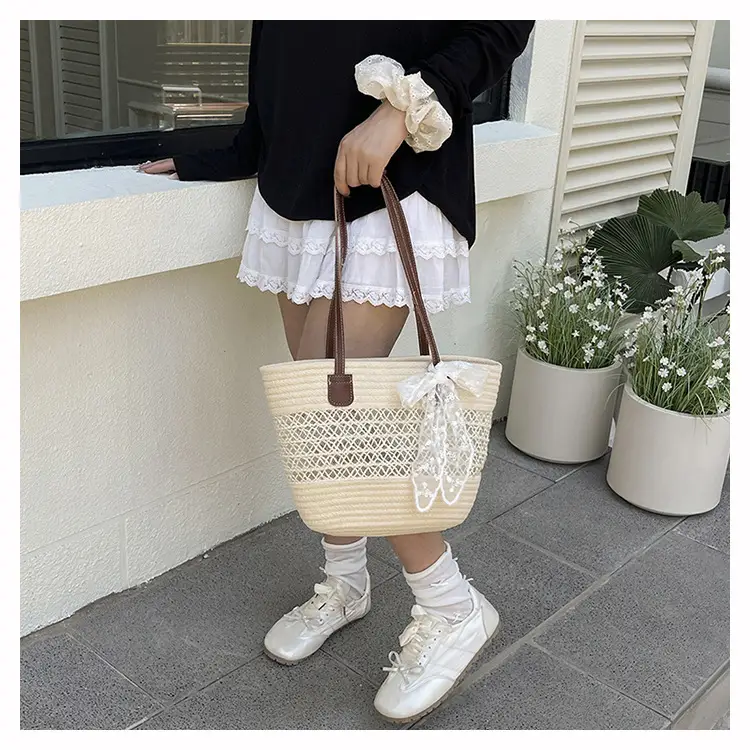 2025 Woven Silk Scarf Zipper Tote Bag Large Capacity — feature 10