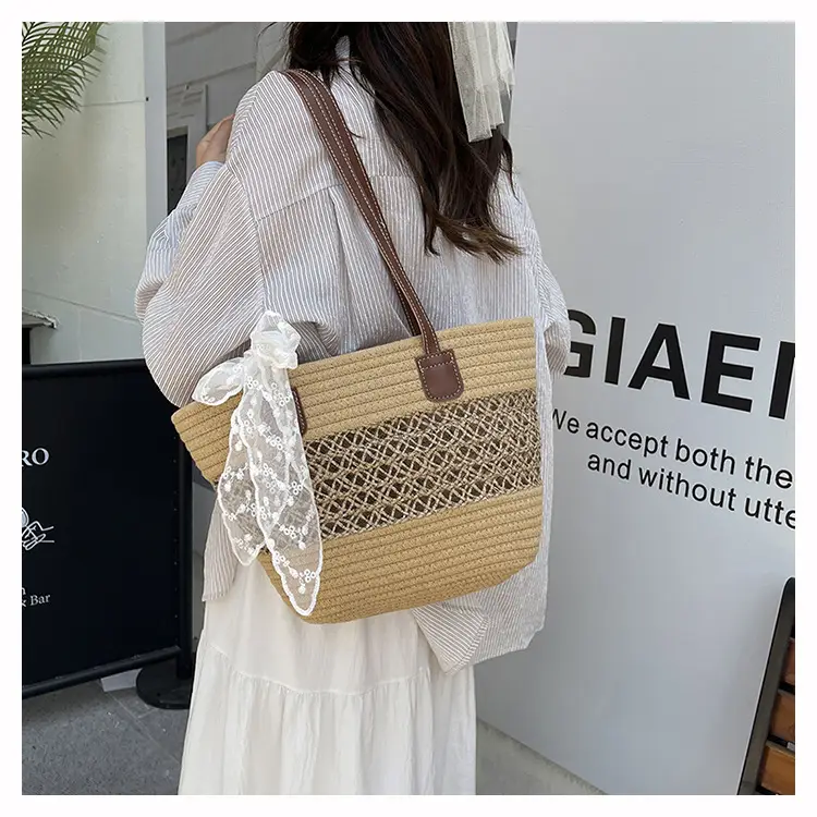 2025 Woven Silk Scarf Zipper Tote Bag Large Capacity — feature 11