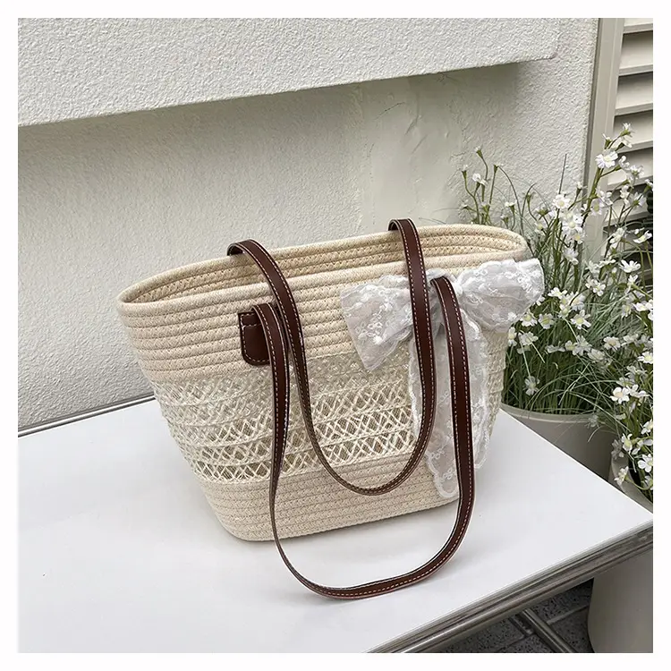 2025 Woven Silk Scarf Zipper Tote Bag Large Capacity - Image 3
