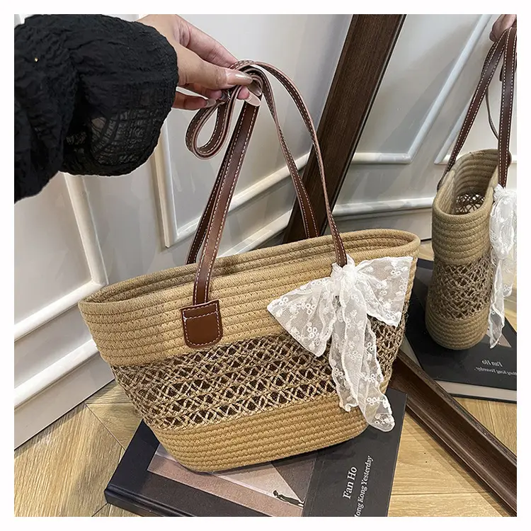 2025 Woven Silk Scarf Zipper Tote Bag Large Capacity - Image 4