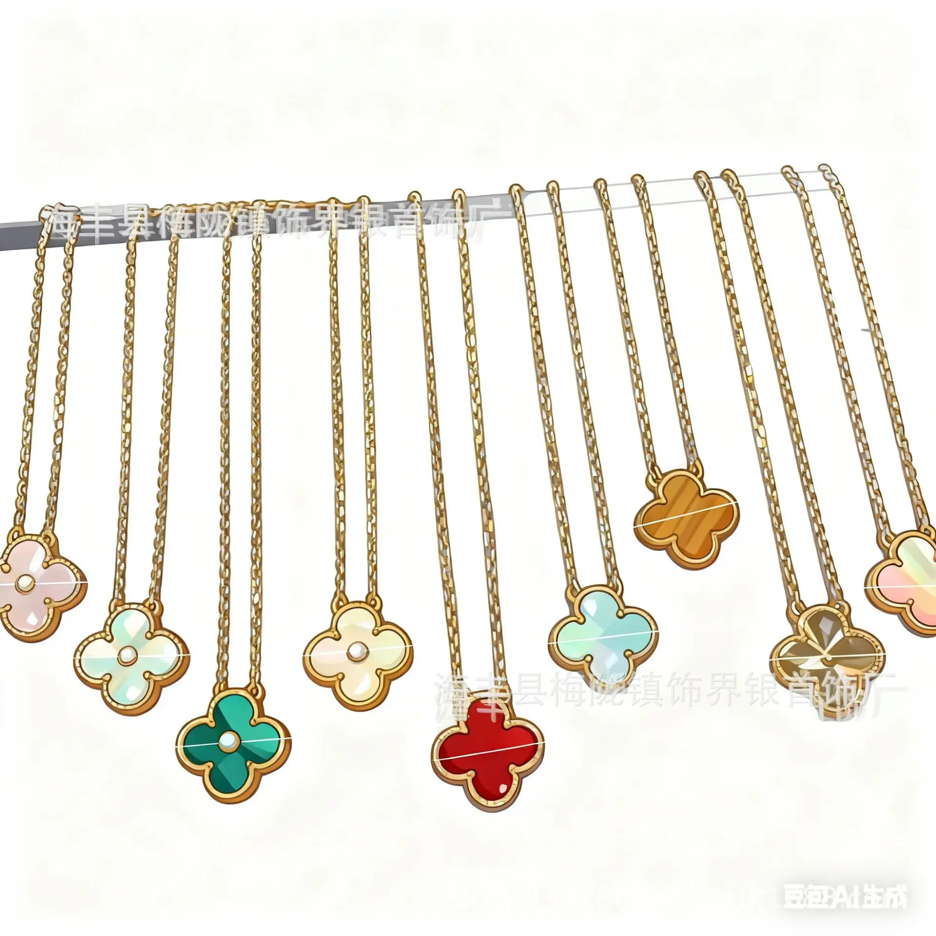 Four-Leaf Clover Necklace for Women 18K Gold Rose Gold