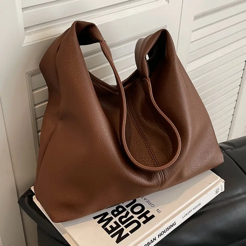 Brown Leather Crossbody Tote Bag for Women - Image 8