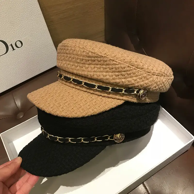 Japanese-Style Flat Top Navy Cap for Women - Image 6