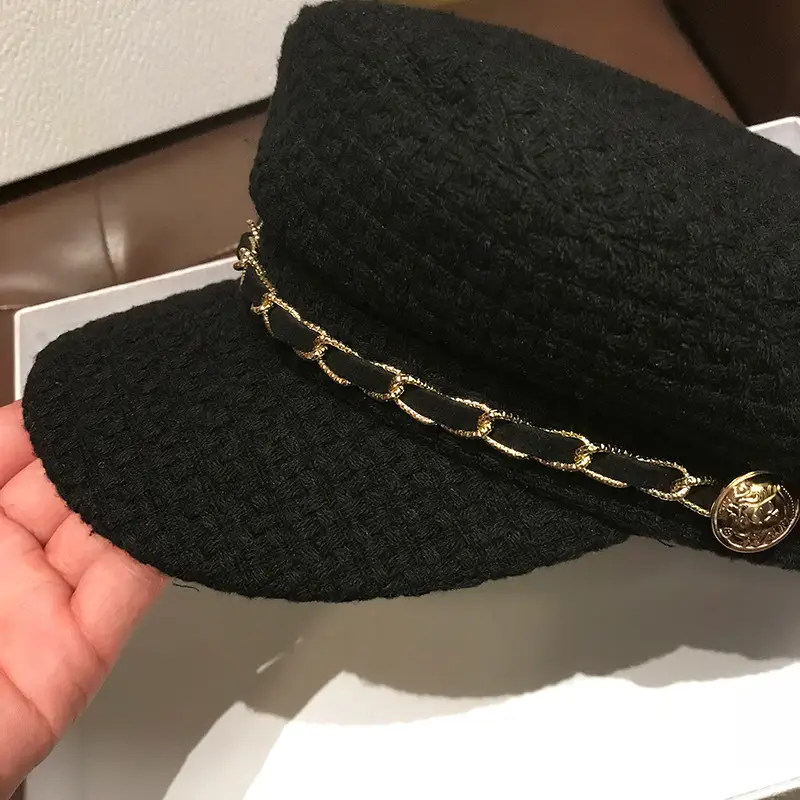 Japanese-Style Flat Top Navy Cap for Women - Image 8