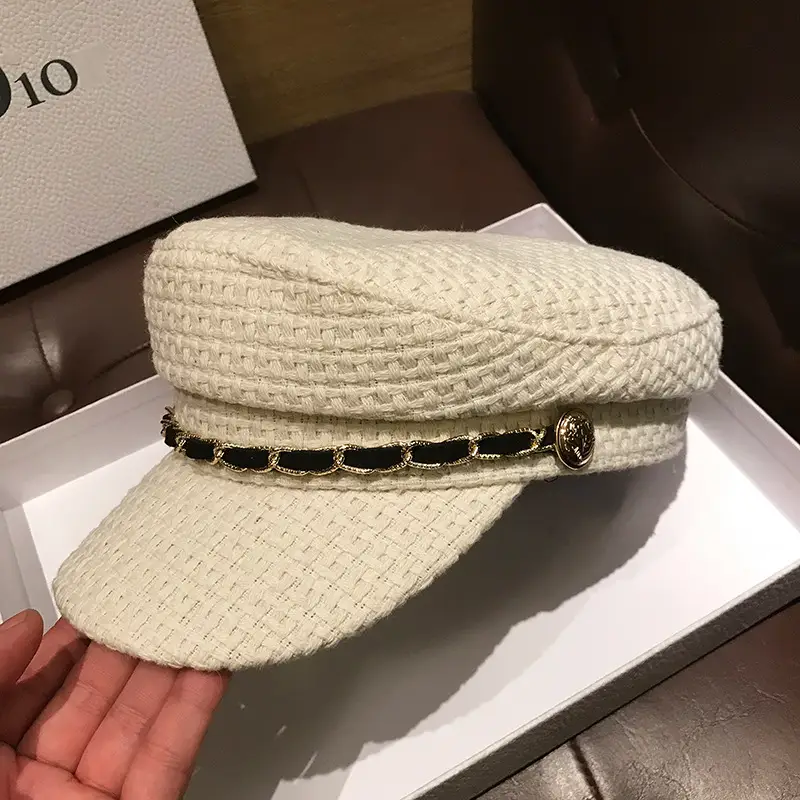 Japanese-Style Flat Top Navy Cap for Women - Image 2