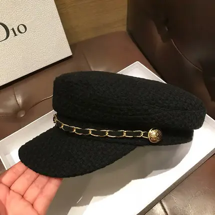 Japanese-Style Flat Top Navy Cap for Women - Image 3