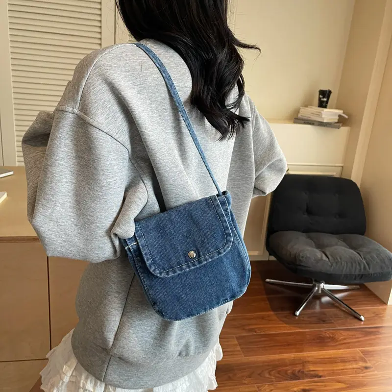 2025 New Japanese Style Denim Crossbody Phone Bag - Image 7
