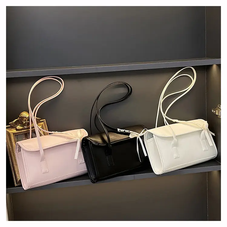White Bow Tie Shoulder Bag for Women - Image 5