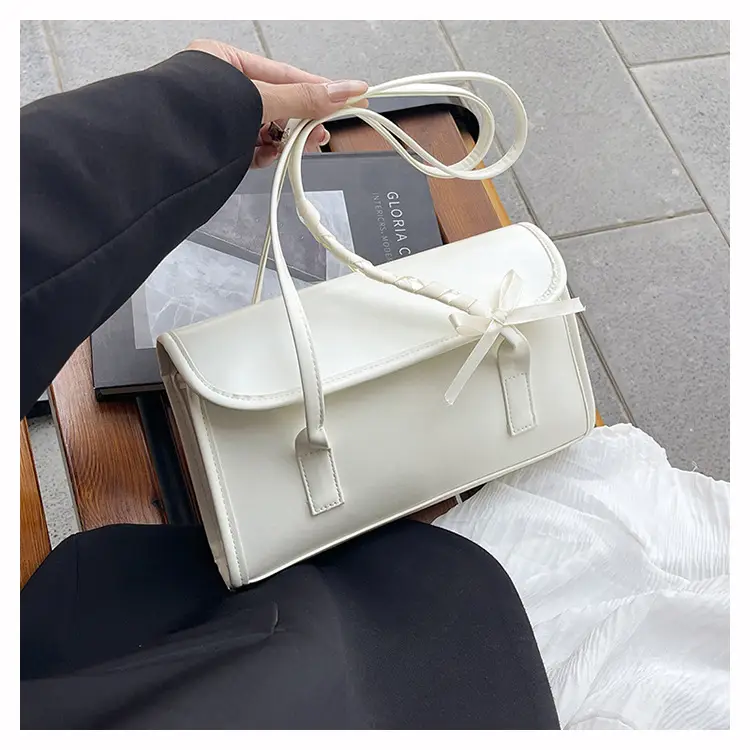 White Bow Tie Shoulder Bag for Women - Image 2