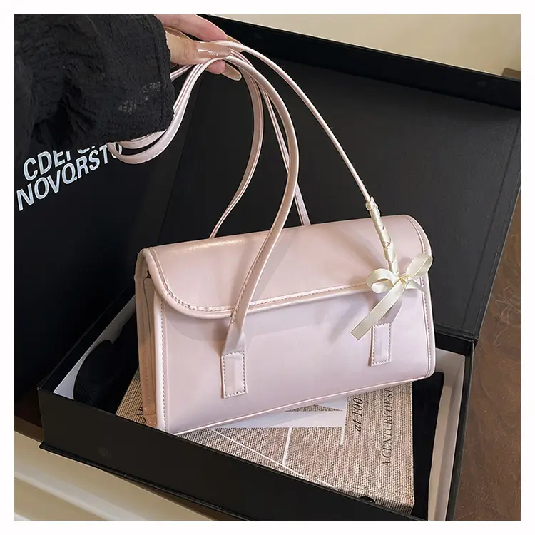 White Bow Tie Shoulder Bag for Women - Image 3