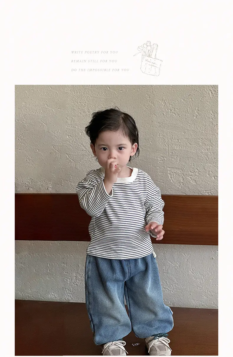 Baby 3-Piece Spring Autumn Set Large Pocket Jacket Jeans Striped T-Shirt — feature 14