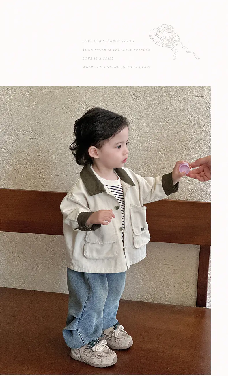 Baby 3-Piece Spring Autumn Set Large Pocket Jacket Jeans Striped T-Shirt — feature 16