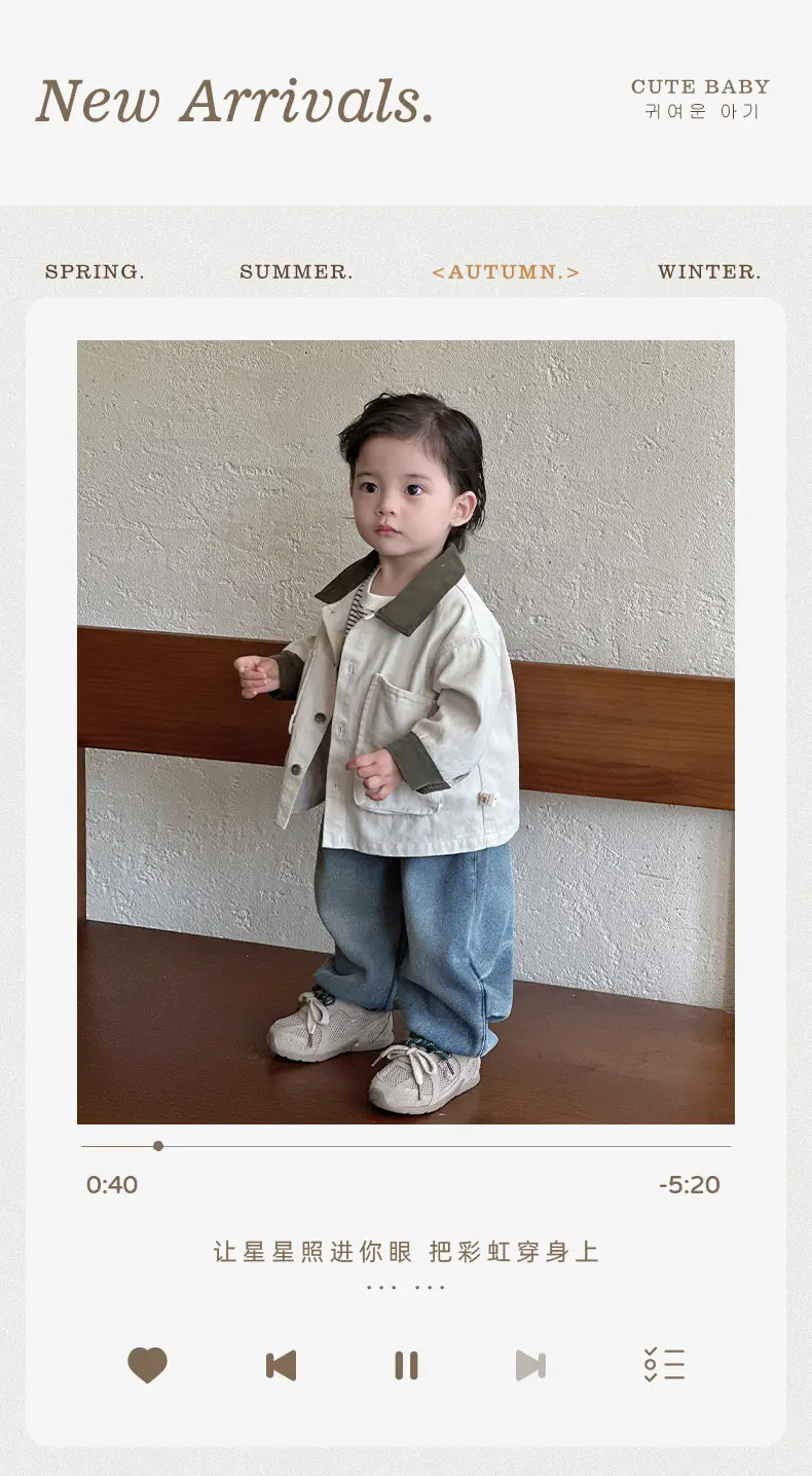 Baby 3-Piece Spring Autumn Set Large Pocket Jacket Jeans Striped T-Shirt — feature 2