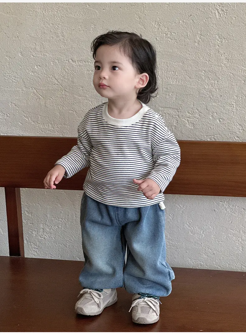 Baby 3-Piece Spring Autumn Set Large Pocket Jacket Jeans Striped T-Shirt — feature 6