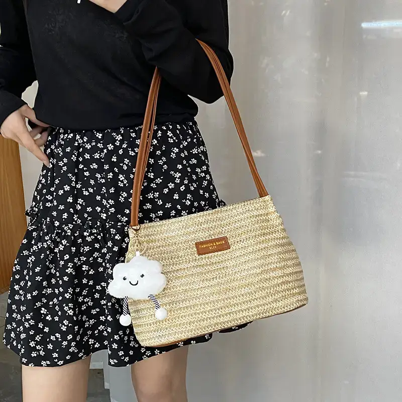 2025 New Striped Bucket Bag Women's Lazy Style Casual Vacation Beach Bag Crossbody Bag Fashion Shoulder Bag Women luggage and leather goods - Image 7