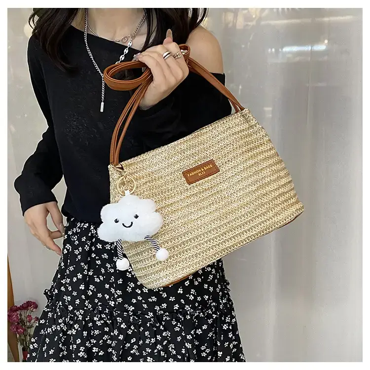 2025 New Striped Bucket Bag Women's Lazy Style Casual Vacation Beach Bag Crossbody Bag Fashion Shoulder Bag Women luggage and leather goods — feature 10