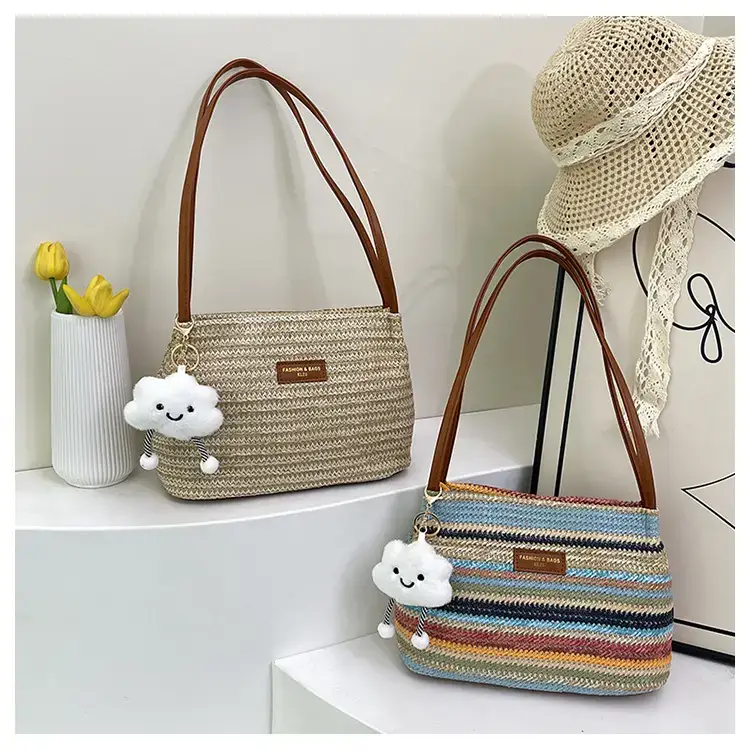 2025 New Striped Bucket Bag Women's Lazy Style Casual Vacation Beach Bag Crossbody Bag Fashion Shoulder Bag Women luggage and leather goods — feature 23