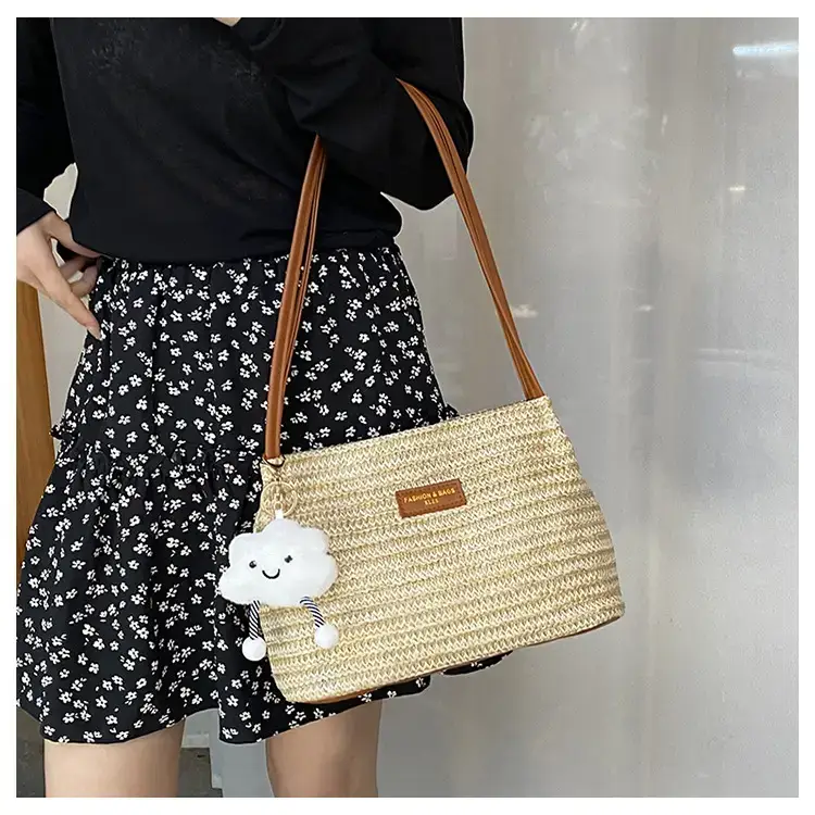 2025 New Striped Bucket Bag Women's Lazy Style Casual Vacation Beach Bag Crossbody Bag Fashion Shoulder Bag Women luggage and leather goods — feature 7