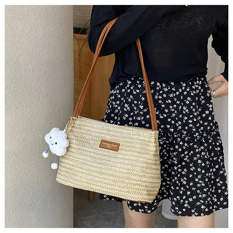 2025 New Striped Bucket Bag Women's Lazy Style Casual Vacation Beach Bag Crossbody Bag Fashion Shoulder Bag Women luggage and leather goods — feature 8