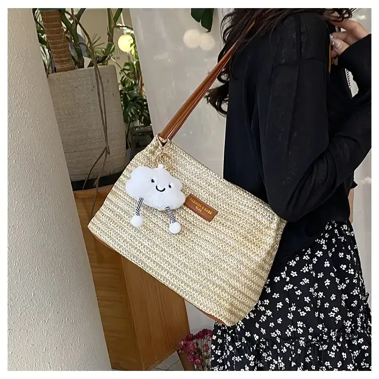 2025 New Striped Bucket Bag Women's Lazy Style Casual Vacation Beach Bag Crossbody Bag Fashion Shoulder Bag Women luggage and leather goods — feature 9