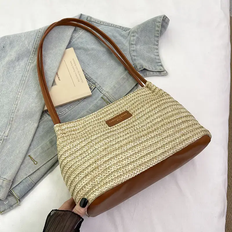 2025 New Striped Bucket Bag Women's Lazy Style Casual Vacation Beach Bag Crossbody Bag Fashion Shoulder Bag Women luggage and leather goods - Image 3
