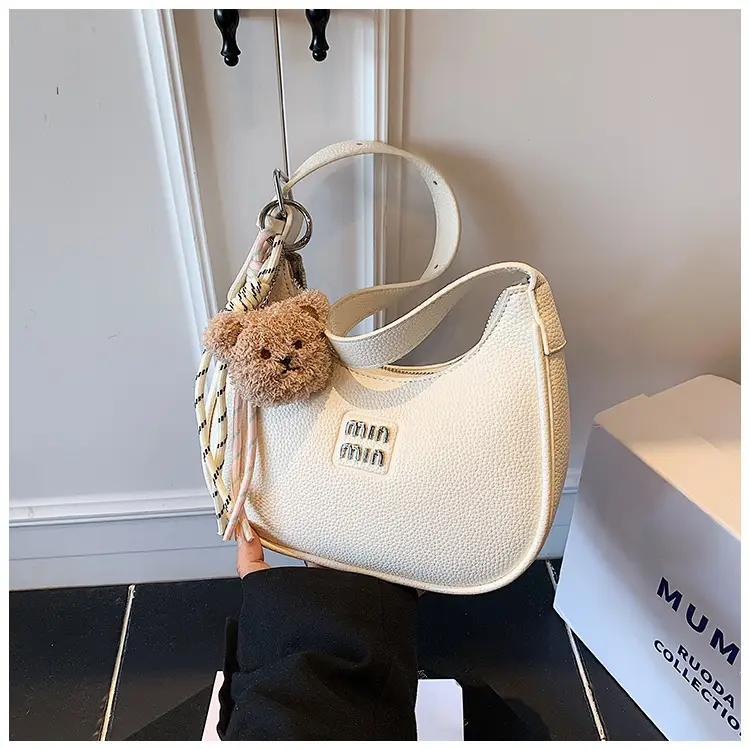 Pink Women's Shoulder Bag with Pom Pom Charm — feature 27