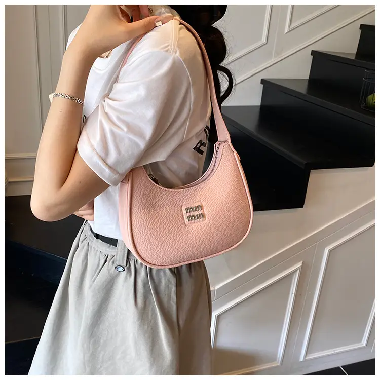 Pink Women's Shoulder Bag with Pom Pom Charm — feature 8