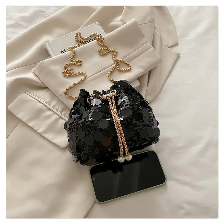 Large Sequin Crossbody Bag with Chain Strap — feature 14