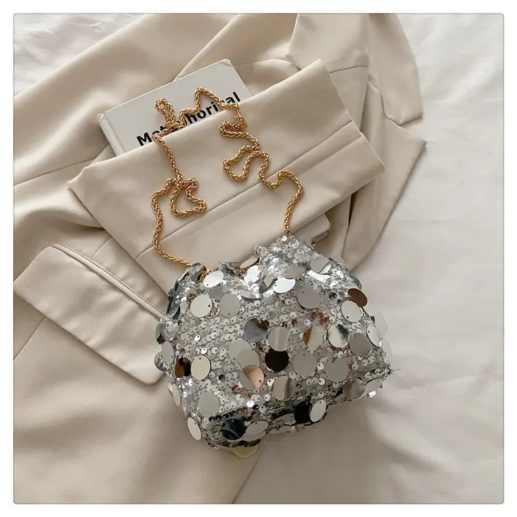 Large Sequin Crossbody Bag with Chain Strap — feature 17