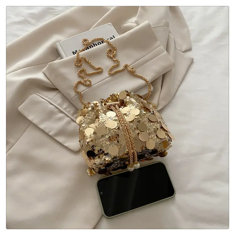 Large Sequin Crossbody Bag with Chain Strap — feature 20