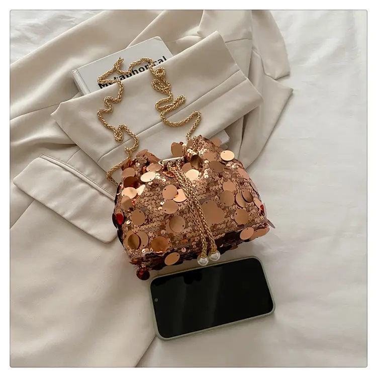 Large Sequin Crossbody Bag with Chain Strap — feature 22