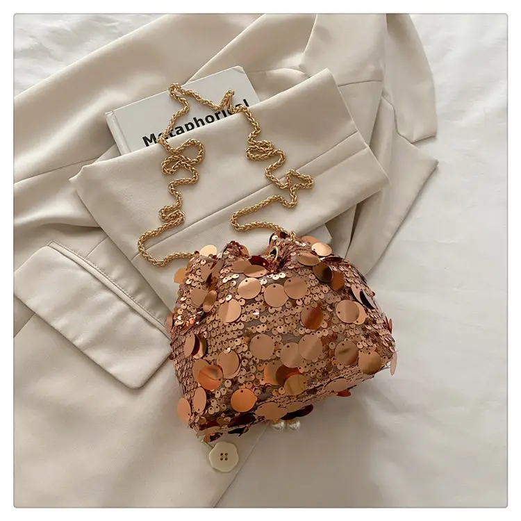 Large Sequin Crossbody Bag with Chain Strap — feature 23