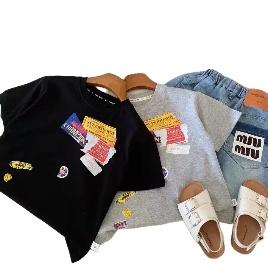 Boys Letter T-Shirt 2025 Cotton Medium Small - Image 7