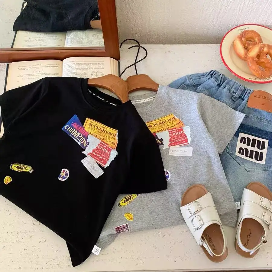 Boys Letter T-Shirt 2025 Cotton Medium Small — feature 2