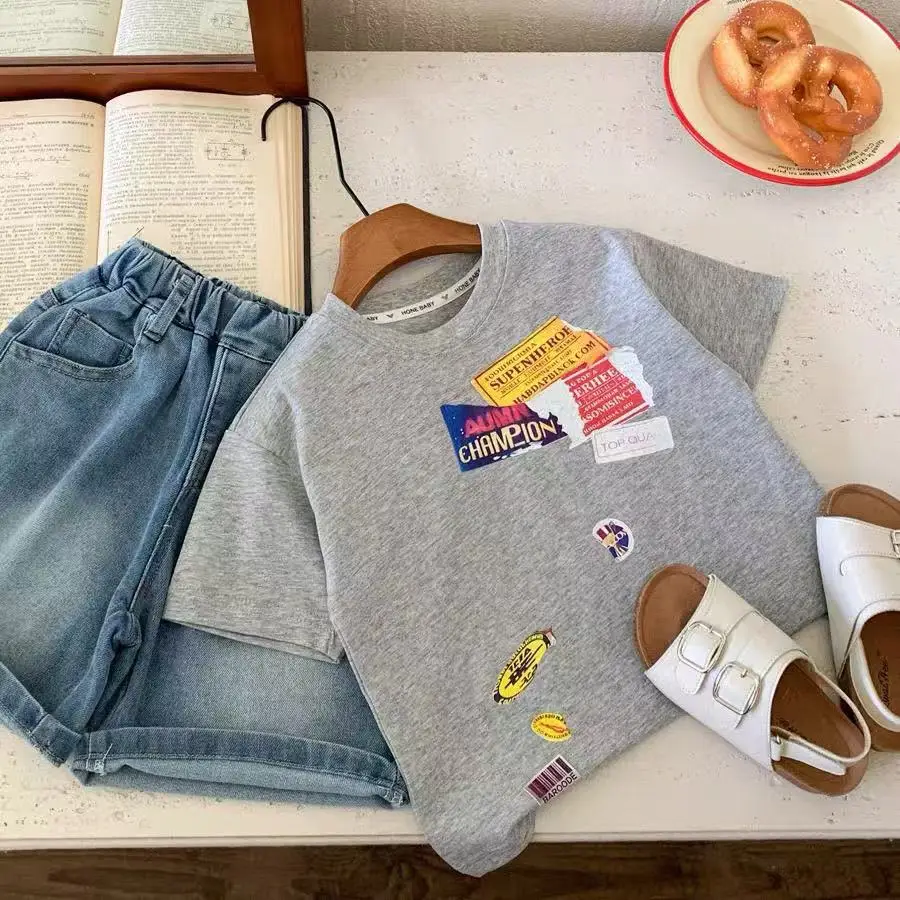 Boys Letter T-Shirt 2025 Cotton Medium Small — feature 4