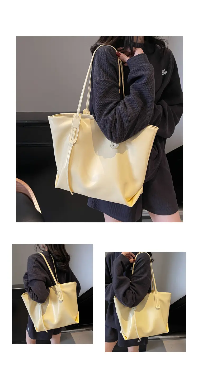 Black Leather Tote Bag for Women Large Capacity Shoulder Bag — feature 10