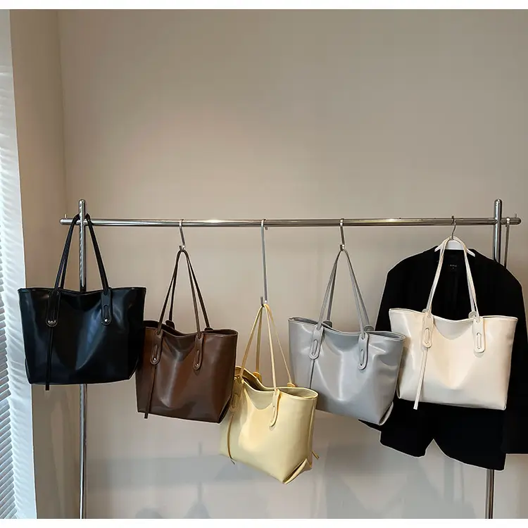 Black Leather Tote Bag for Women Large Capacity Shoulder Bag — feature 14