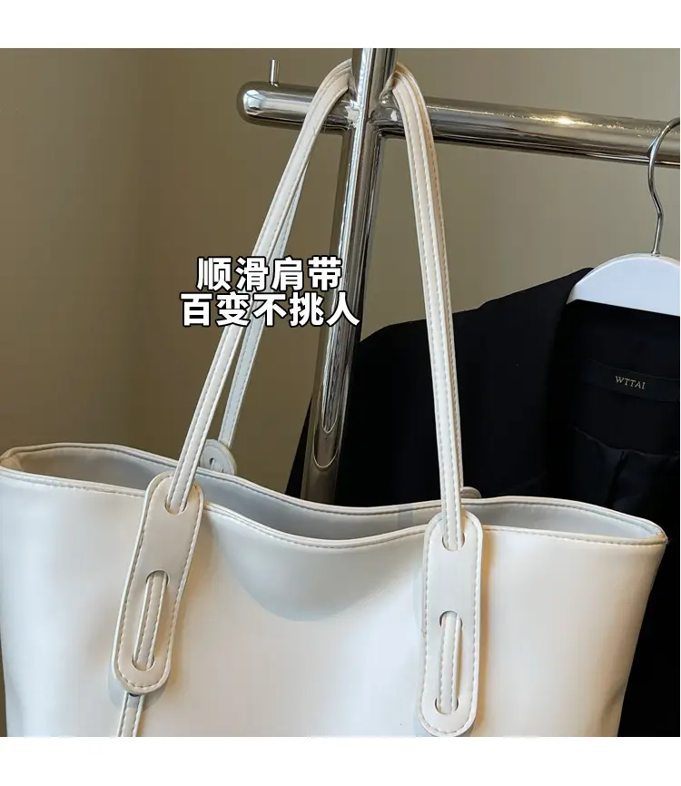 Black Leather Tote Bag for Women Large Capacity Shoulder Bag — feature 4