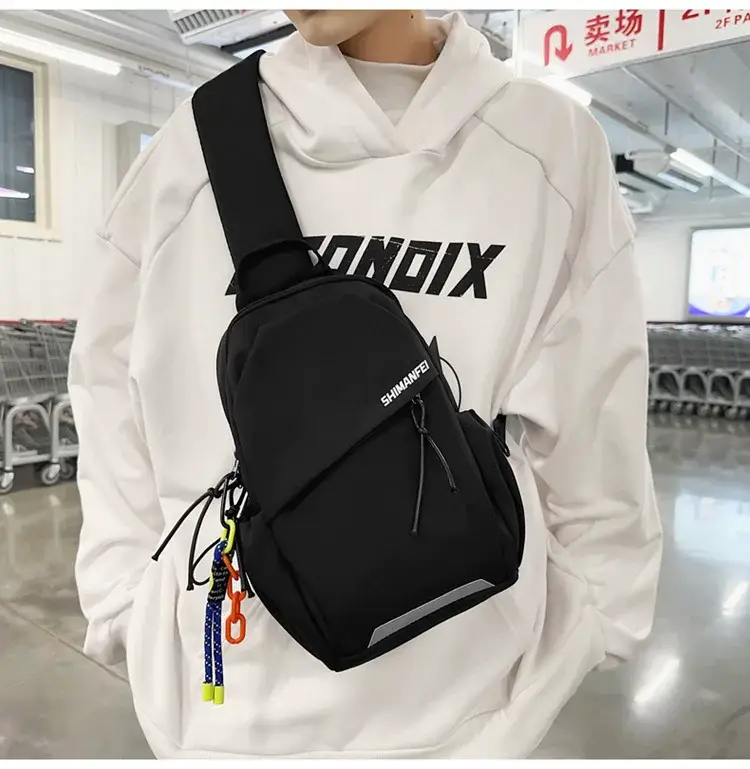 Men's White Crossbody Backpack with Colorful Accessories — feature 10