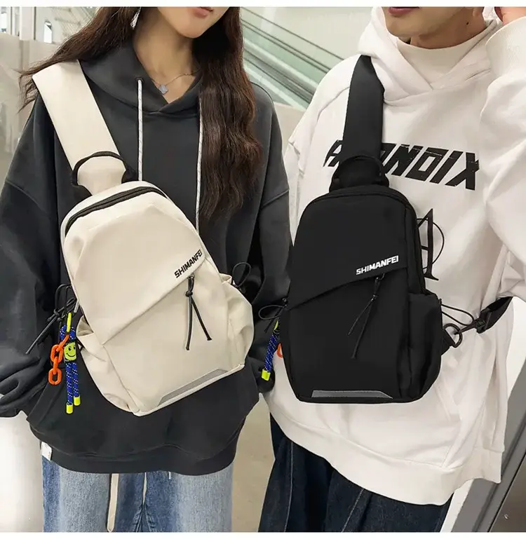 Men's White Crossbody Backpack with Colorful Accessories — feature 12